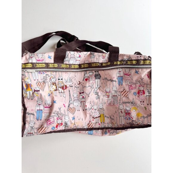 LESPORTSAC x FIFI LAPIN Pink Rabbit Print Deluxe Large Weekender Duffle Bag - Picture 3 of 10